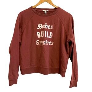 Amuse Society Maroon Babes Build Empires Graphic Long Sleeve Cropped Sweatshirt